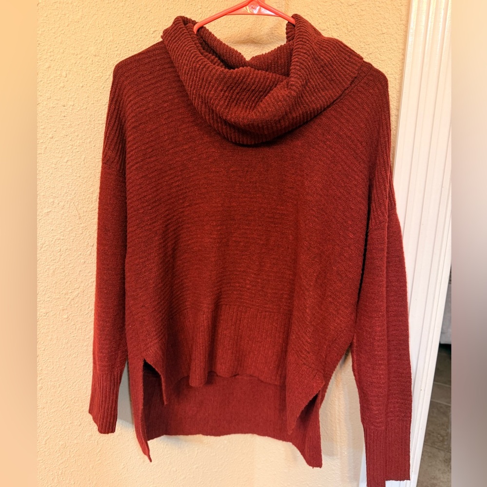 Time and Tru Burgundy Knit Cowl Neck Top